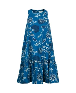 Jessie Dress in French Blue & Cream