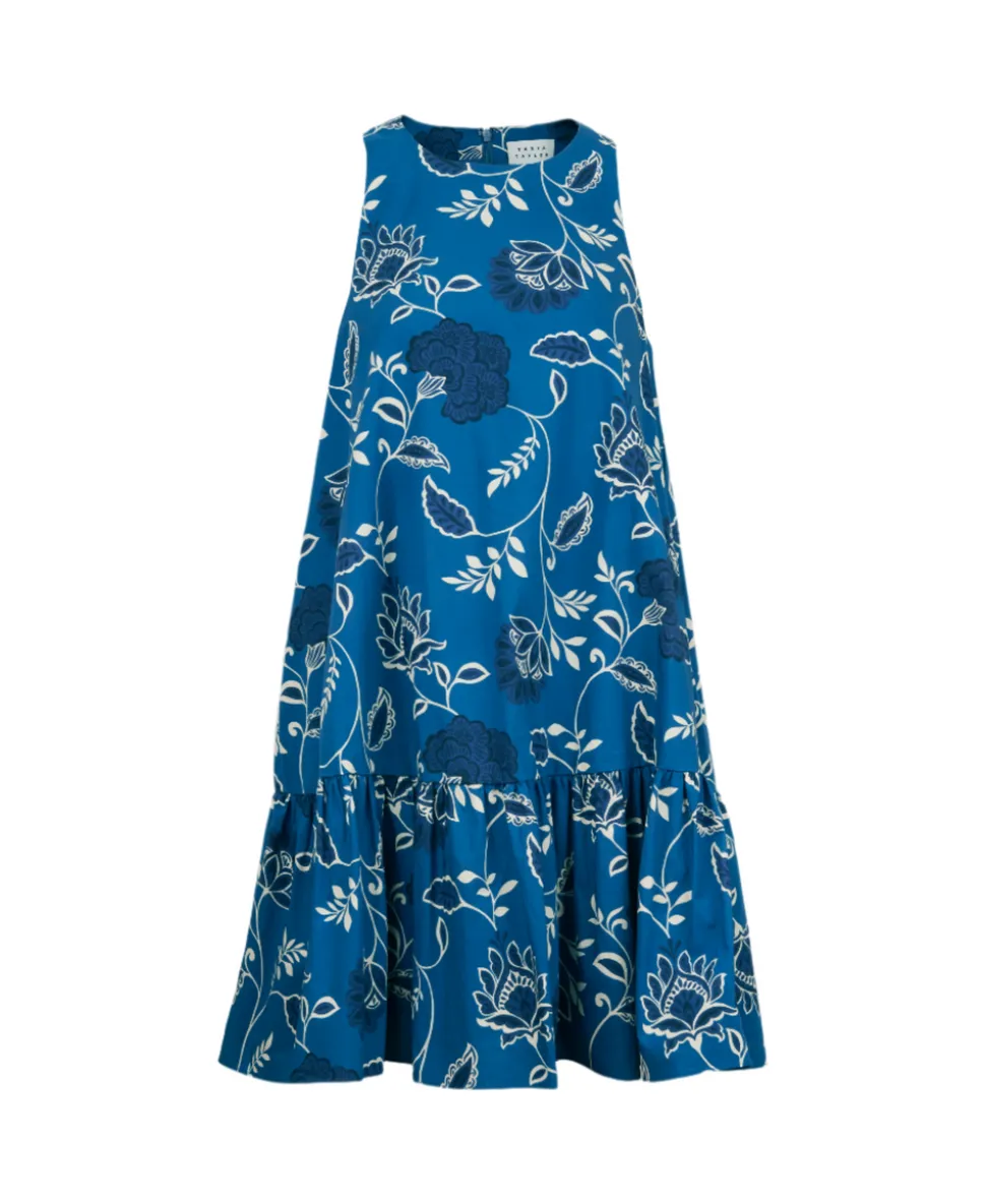 Jessie Dress in French Blue & Cream