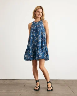 Jessie Dress in French Blue & Cream