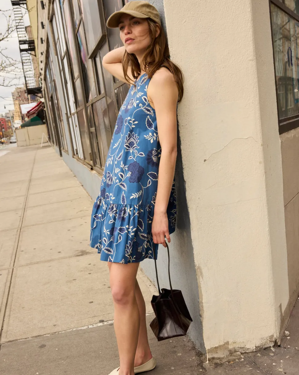 Jessie Dress in French Blue & Cream