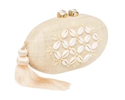 Joanna Clutch in Natural & Ivory