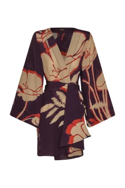 Joaquina Crepe Chine Mini Tunic in Purple Gladiolos