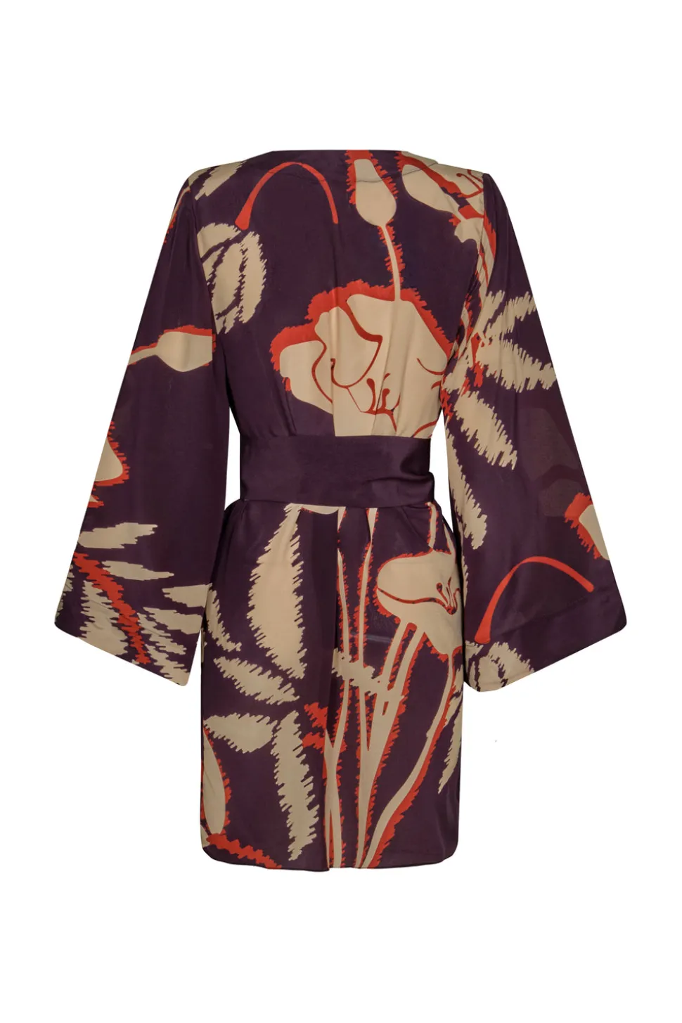 Joaquina Crepe Chine Mini Tunic in Purple Gladiolos