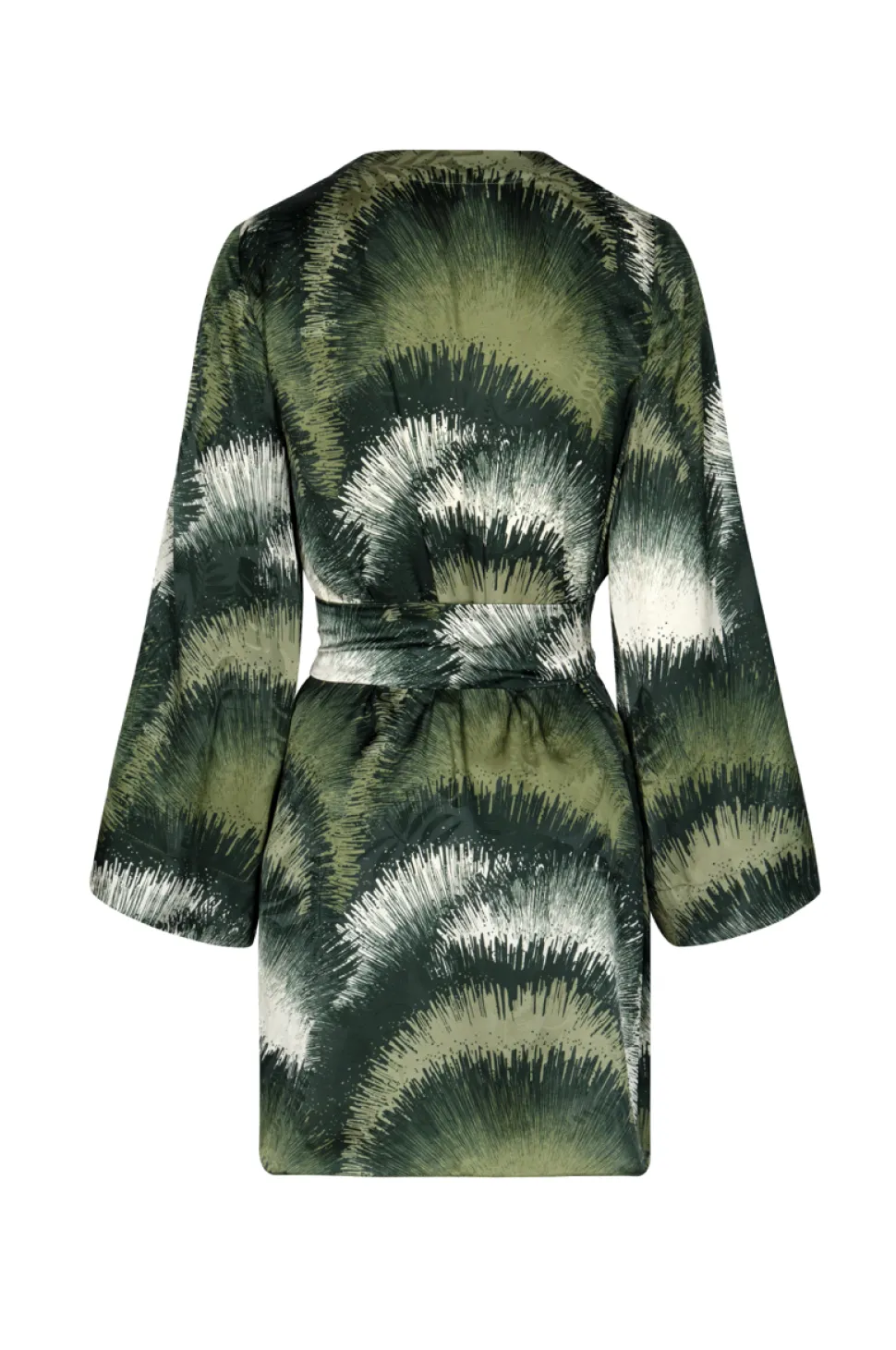 Joaquina Silk Jacquard Mini Caftan in Green Brushed