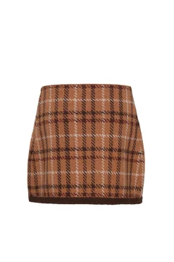 Jodi Mini Skirt in Camel Check