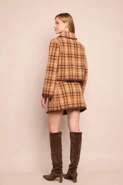 Jodi Mini Skirt in Camel Check