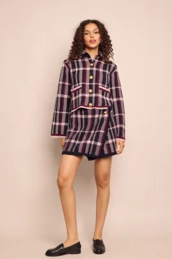 Jodi Mini Skirt in Navy Plaid