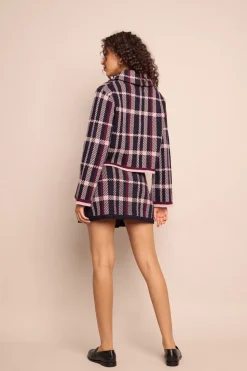 Jodi Mini Skirt in Navy Plaid