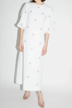 Joelle Dress Pure White Embellished Crepe