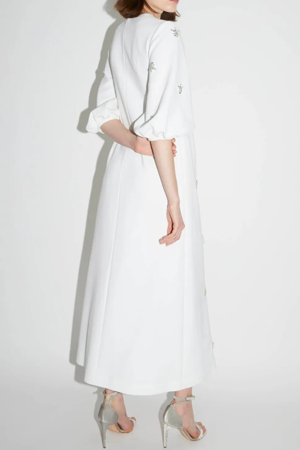 Joelle Dress Pure White Embellished Crepe
