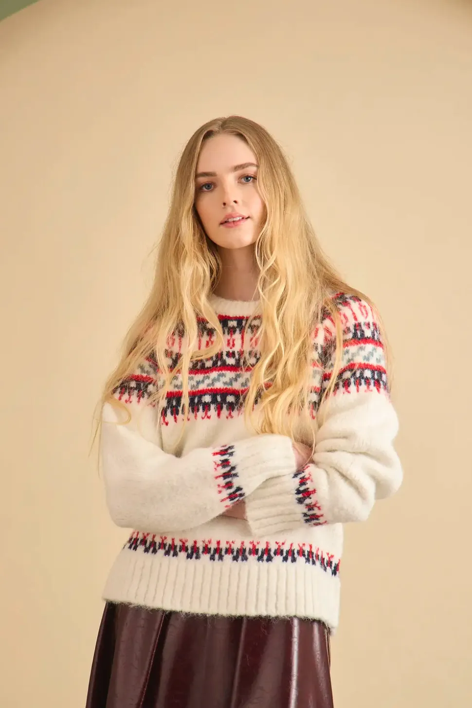 Josie Sweater in Cream Fairsle