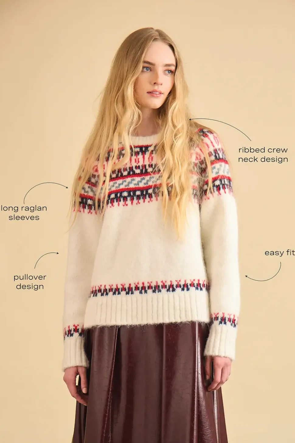 Josie Sweater in Cream Fairsle