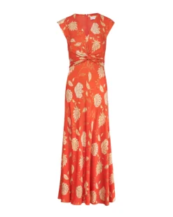 Julia Dress in Tomato, Cream, & Mocha