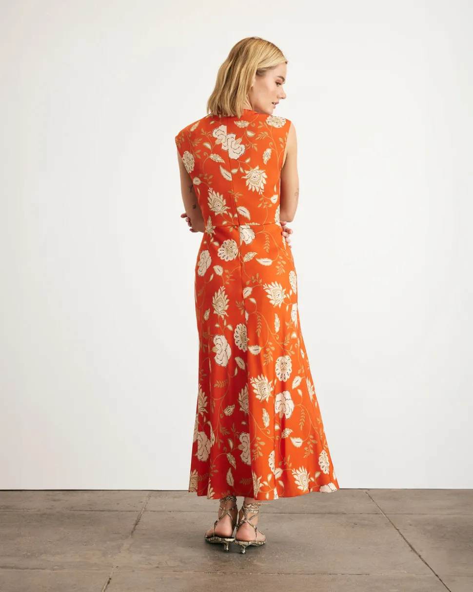 Julia Dress in Tomato, Cream, & Mocha