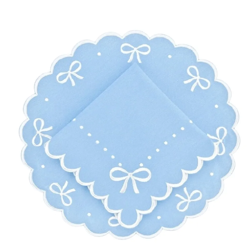 Juliet Bows Napkin - Blue, Set of 4