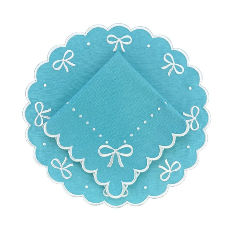 Juliet Bows Napkin - Robin Egg Blue, Set of 4
