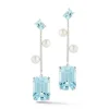 14K Aquamarine, Blue Topaz, and Pearl Statement Earring