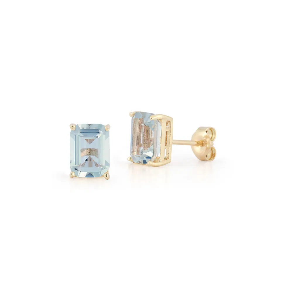 14K Blue Topaz Studs
