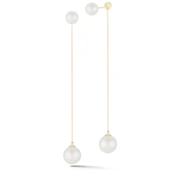 14K Gold Pearl Ball Drop Earring
