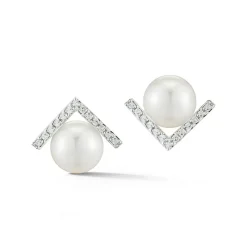 14K Gold Right Angle Pearl Stud