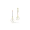 14K Gold Single Pearl Drop Earrings