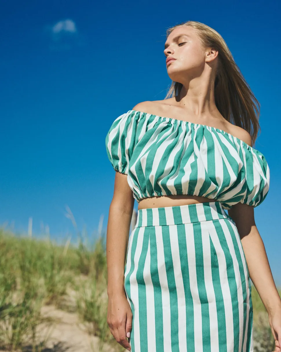 Kaia Set in Green Stripe