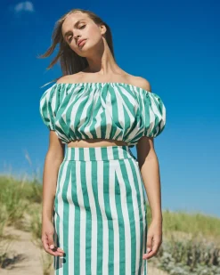 Kaia Set in Green Stripe