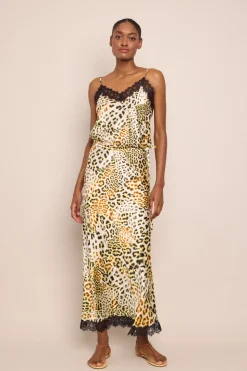 Kaia Slip Skirt in Cheetah Natural