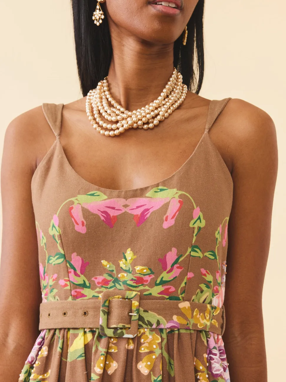 Katherine Dress in Caramel Victorian Floral