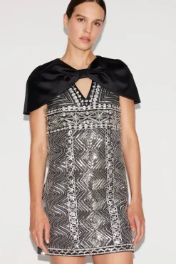 Kathy Dress Black Embroidered Duchesse