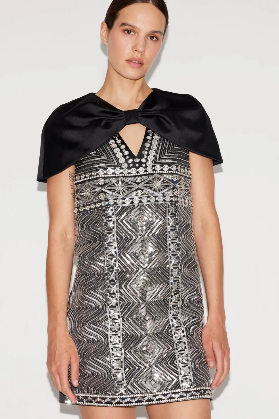 Kathy Dress Black Embroidered Duchesse