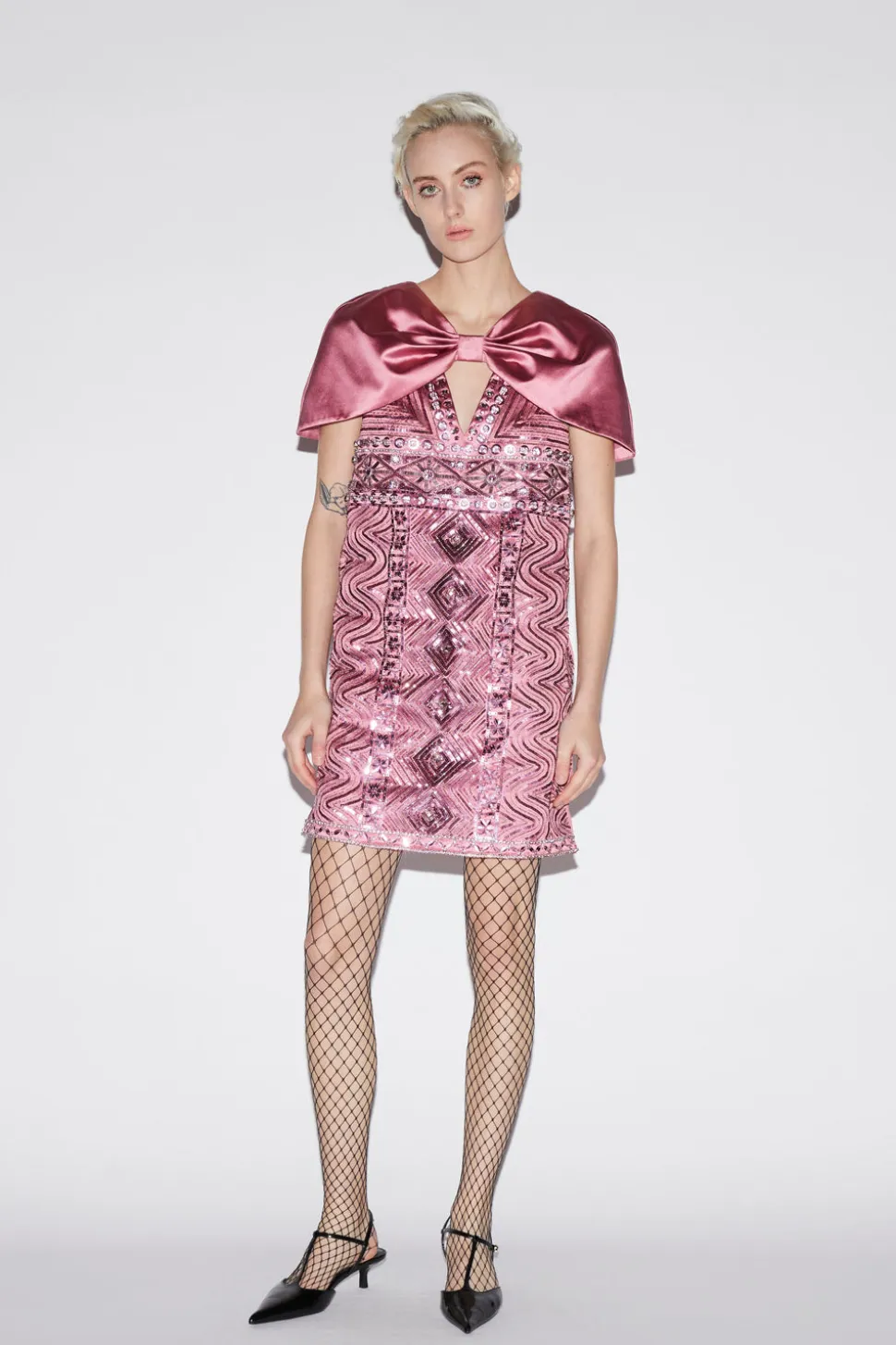 Kathy Dress Pink Embroidered Duchesse