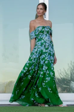 Kennedy Gown in Kelly Green Degrade Florals