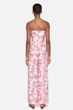 Kerina Top In Pink Floral Damask Taffeta Faille