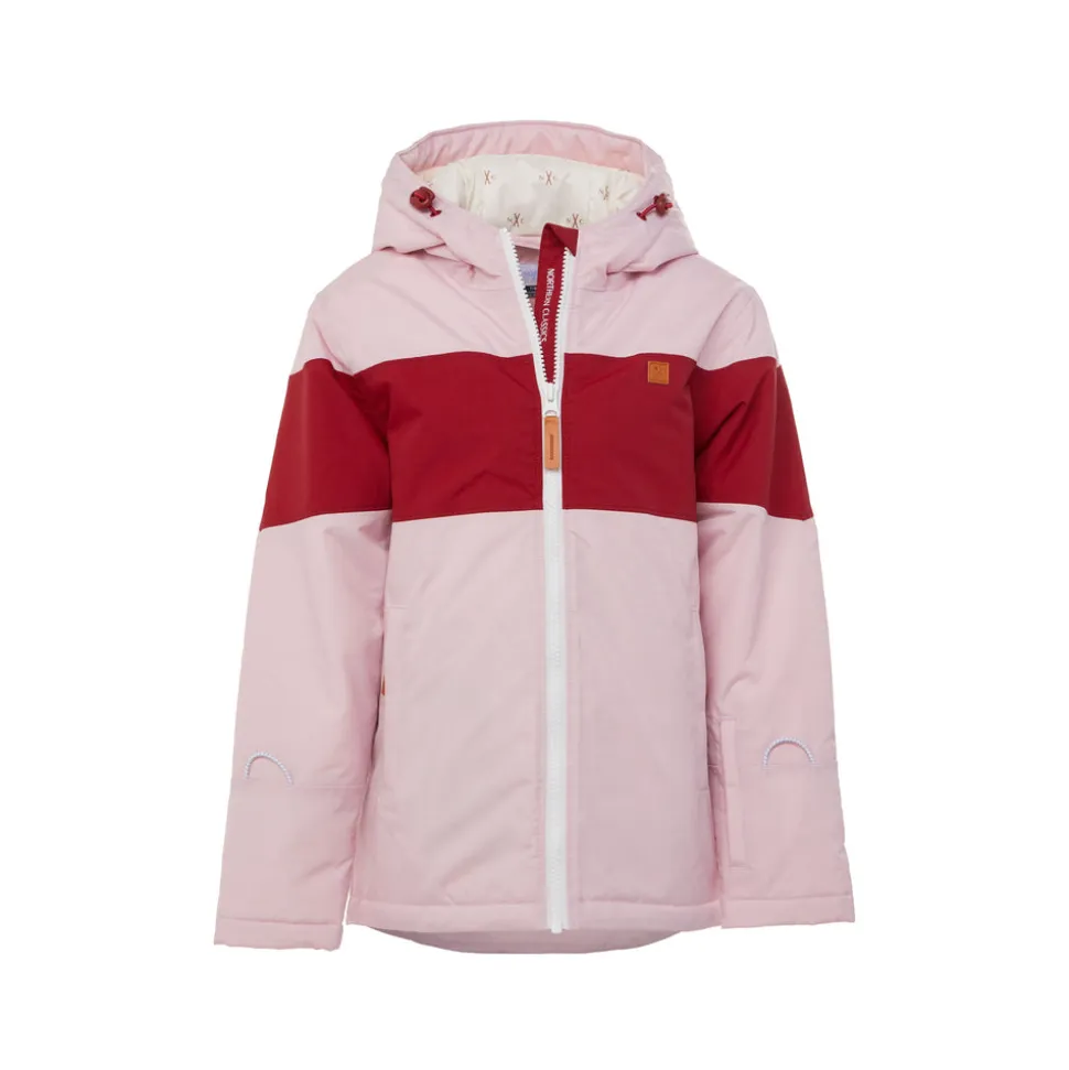 Kids' Ballerina Pink Winter Coat with Red Rugby Stripe