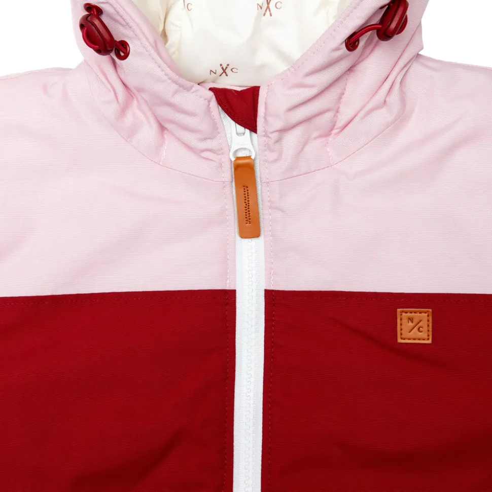 Kids' Ballerina Pink Winter Coat with Red Rugby Stripe