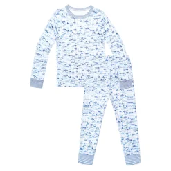 Kid's Boats Two Piece Pajamas in Blue