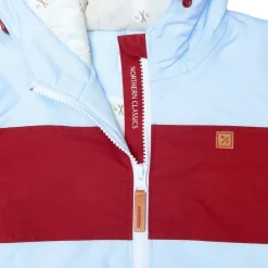 Kids' Cloud Blue Winter Coat with Red Rugby Stripe