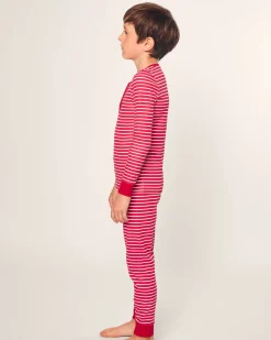 Kid’s Pima Snug Fit Pajama Set in Red Stripe