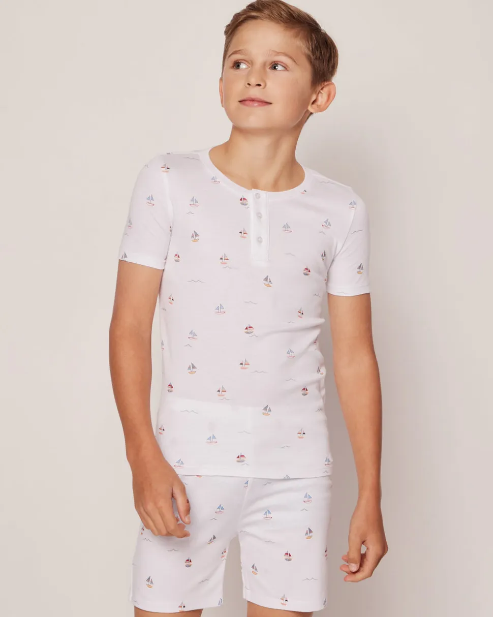 Kid’s Pima Snug Fit Pajama Short Set in Bateau
