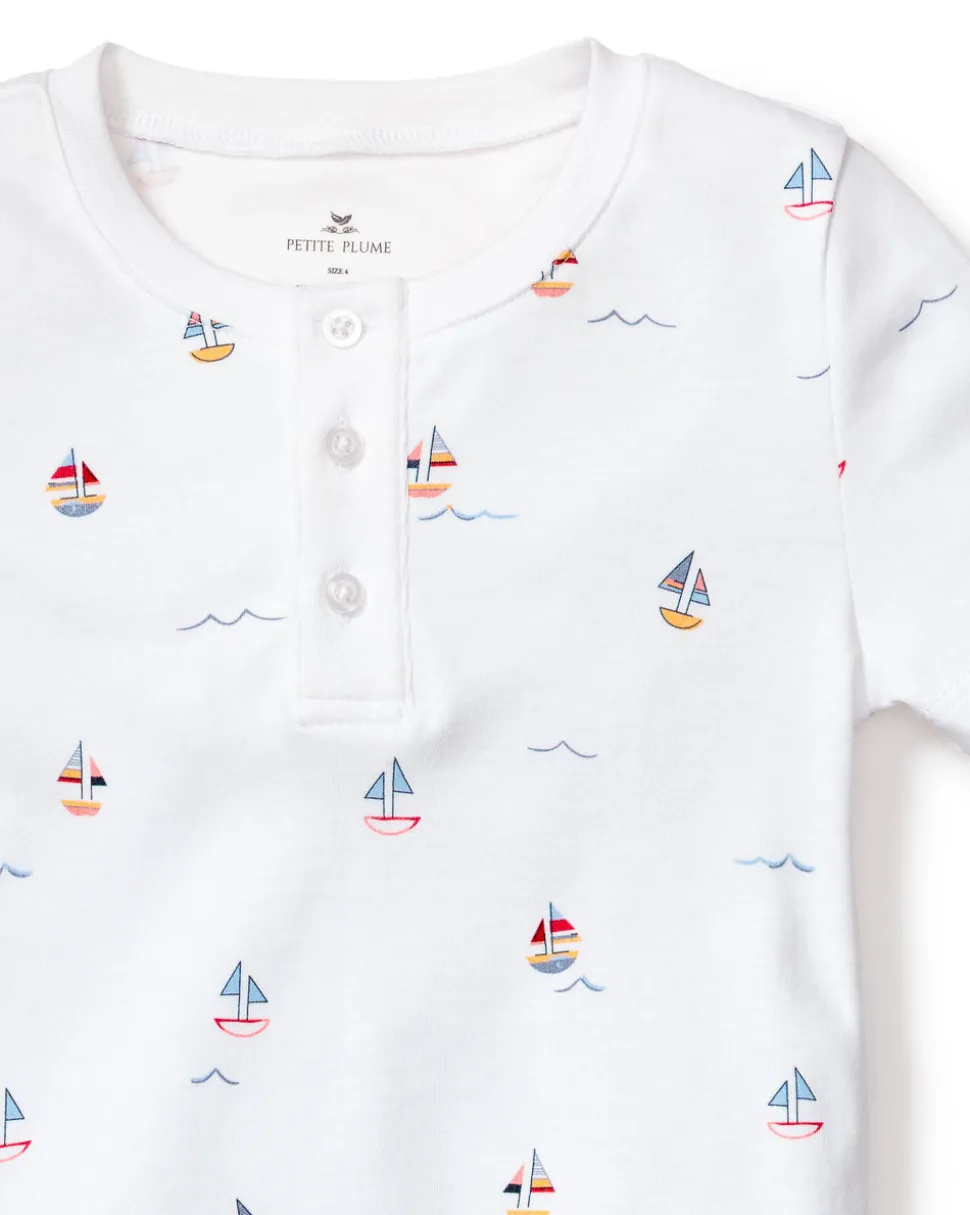 Kid’s Pima Snug Fit Pajama Short Set in Bateau