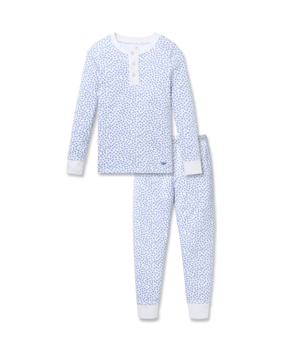 Kid’s Pima Snug Fit Pajama Set in Bluehearts