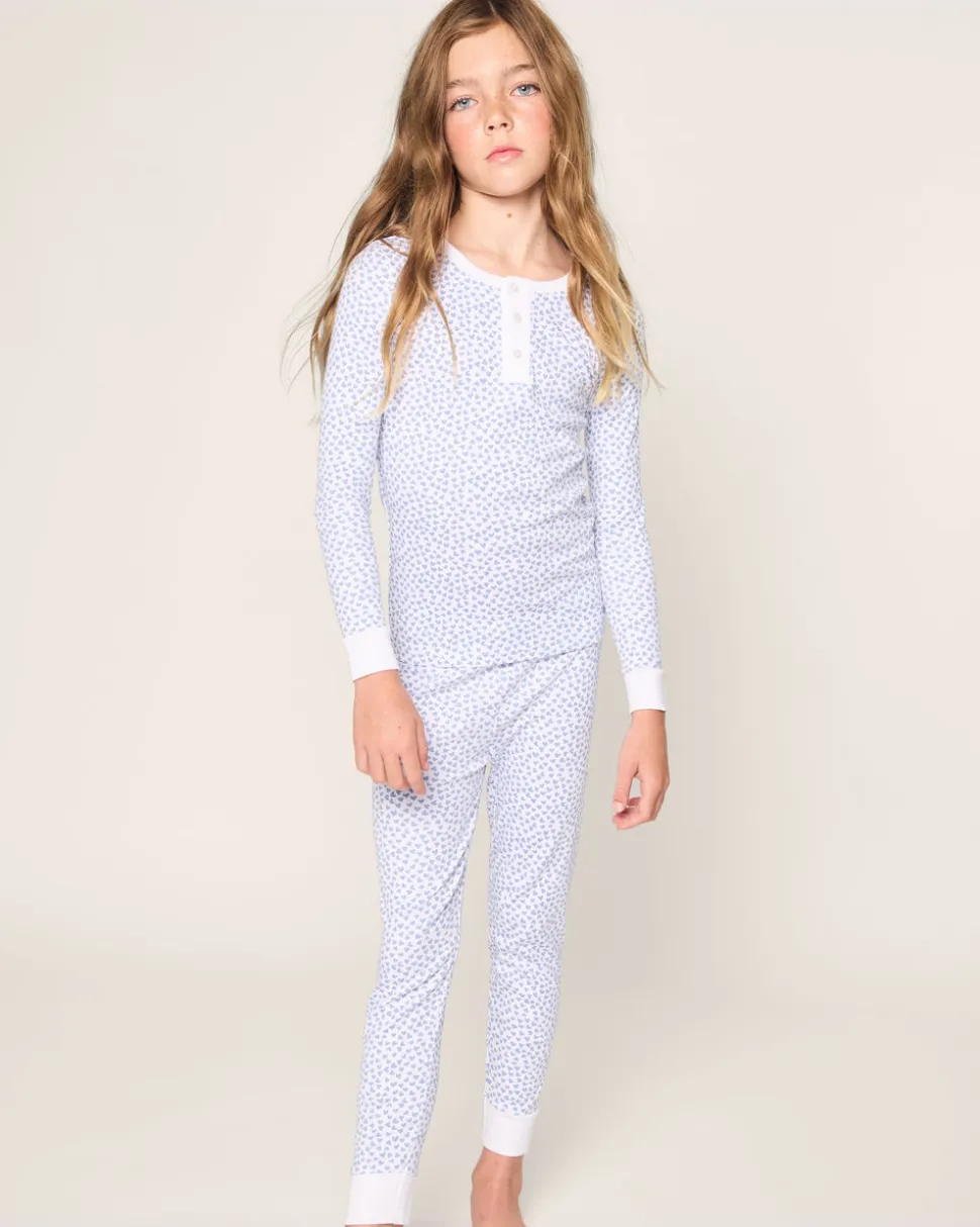 Kid’s Pima Snug Fit Pajama Set in Bluehearts