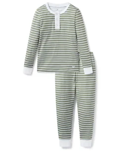 Kid’s Pima Snug Fit Pajama Set in Sage Stripe