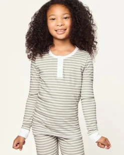 Kid’s Pima Snug Fit Pajama Set in Sage Stripe