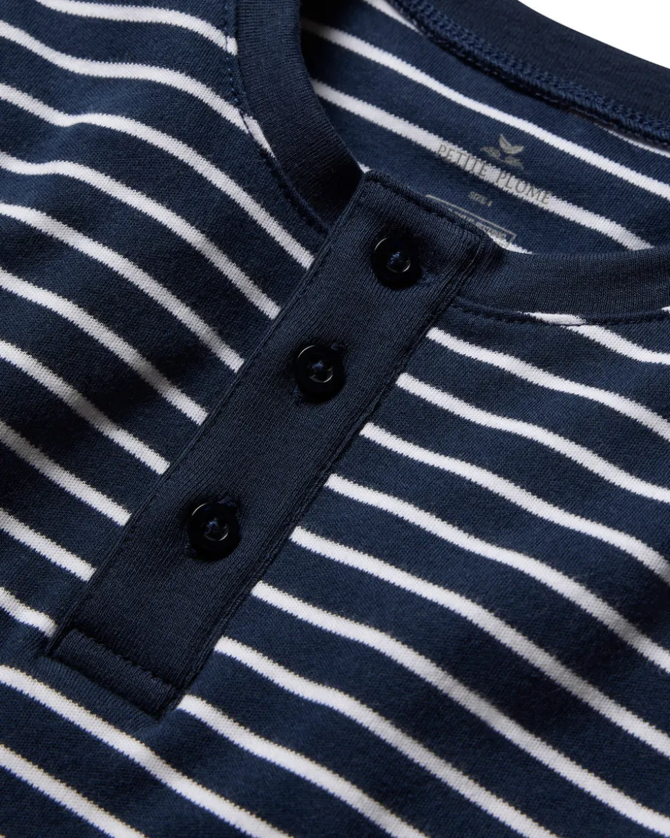 Kid’s Pima Snug Fit Pajama Short Set in Navy Stripe