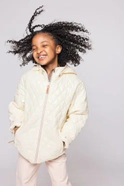 Kids' Shiny Winter White Quilted Puffer Jacket