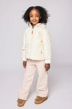 Kids' Shiny Winter White Quilted Puffer Jacket