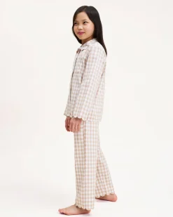 Kid's Twill Colette Pajama Set in Camel Gingham