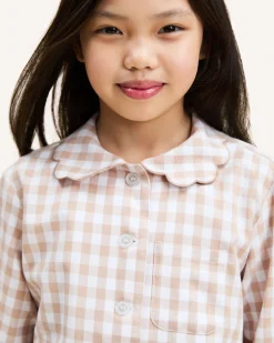 Kid's Twill Colette Pajama Set in Camel Gingham
